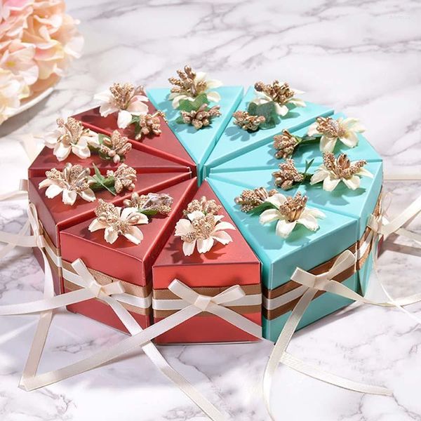 Emballage cadeau 5pcs boîtes de mariage de bonbons petit gâteau frais boîte ronde emballage sucre chocolat sac cône fête d'anniversaire cadeaux Engagemen