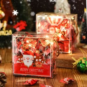 Cadeau cadeau 5pcs boîte de cadeau de Noël boîtes portables transparentes nougat bonbons chocolat boîte d'emballage alimentaire année décorations de fête de Noël 231020