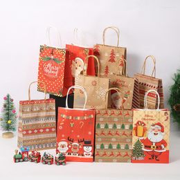 Geschenkomschakeling 5 -stks Kerstmis Kraft Papieren Zakken Santa Claus Snowman Snowflake Cookie Candy Bag For Noel Party Merry Xmas Navidad Decoratie