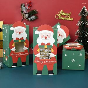 Geschenkomschakeling 5 -stks kerstverpakkingsdozen met helder PVC Window Santa Claus Candy Cookie Box Kids kind Happy Jaar feesten