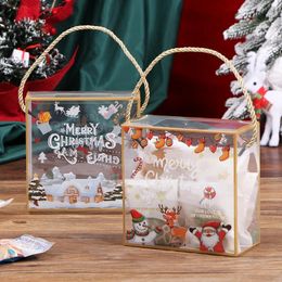 Gift Wrap 5 Stuks Kerst Transparante Geschenkdoos Gebak Geschenkzakken PVC Clear Candy Biscuit Bakken Doos 231102