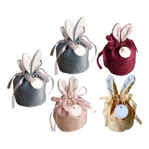 Geschenkomschakeling 5 -stcs Craft items Candy Soft Wedding Pasen Decoraties Multicolor fluwelen Drawstring Ears Cute Bag Small Party