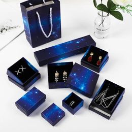 Geschenkwikkeling 5-stcs Creative Mysterious Blue Starry Set sieraden doos oorbellen hanger armband opslag multi-size optioneel