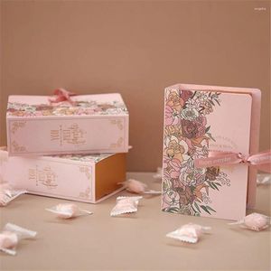 Geschenkwikkeling 5 -stcs Creative Simple Book Shape Box Baby Shower Diy Candy Dragee Wikkelverpakking Bruiloft Bloem met lint