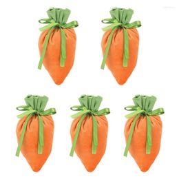 Geschenkomschakeling 5 -stcs Easter Carrot Candy Bags Cookies Snack Jewelry Bag met trekkoord kinderen verjaardagsbenodigdheden