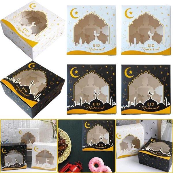 Enveloppe cadeau 5pcs Eid Mubarak Candy Candy Moon Box Set Muslim Festival Party Cupcake Conteners Ramadan Packs Holiday Supplies