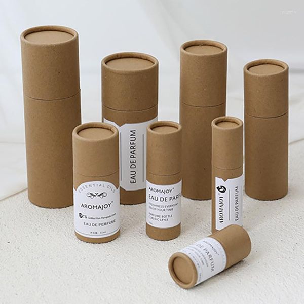 Cadeau cadeau 5pcs bouteille d'huile essentielle papier tube boîte conteneurs cylindre porte-couvercle stockage pratique bougies en vrac kraft