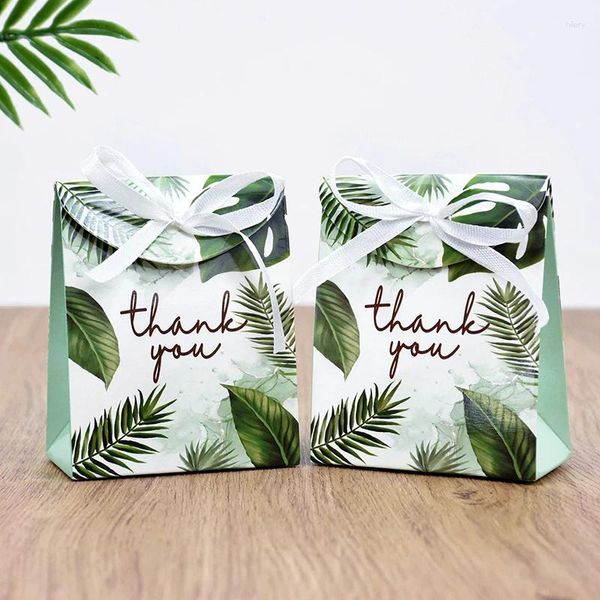 Enveloppe-cadeau 5pcs eucalyptus feuille de bonbons de mariage sacs en papier sacs de biscuits hawaïens fournit des fournitures d'anniversaire