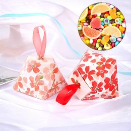 Enveloppe cadeau 5pcs Exquis Paperboard Candy Box Party Supplies Emballage Diamond Shape Cherry Blossom Beautiful Chic Creative attrayant