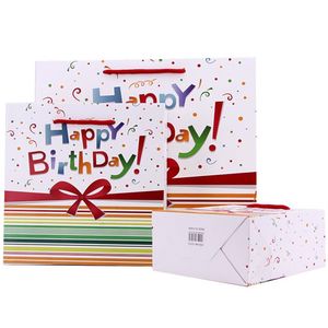 Cadeau cadeau 5pcs joyeux anniversaire sac en papier kraft respectueux de l'environnement avec poignées recyclables magasin emballage267d