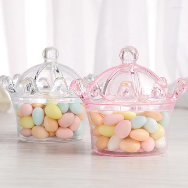 Emballage cadeau 5 pièces boîtes à bonbons transparentes creuses boîte à couronne en plastique étuis créatifs en forme d'anniversaire Kawaii