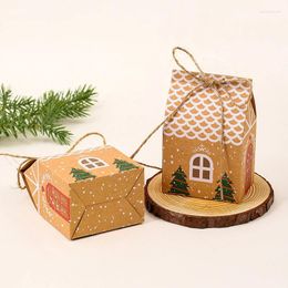 Envoltura de regalo 5 piezas de la casa de la casa bolsas de cajas de dulces Xmas cajas de envasado de galletas de bricolaje colgantes de Navidad