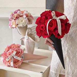 Geschenkomschakeling 5 -stks Ice Cream Flower Box Wedding Party Birthday Bouquets Valentijnsdag Fresh Flowers Packaging Decoratie