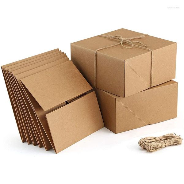 Emballage cadeau 5 pièces boîtes en papier Kraft pour mariage fête d'anniversaire Logo personnalisé produit cadeaux emballage boîte pliable blanc carré emballage