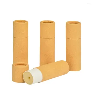 Enveloppe cadeau 5pcs Lip Kraft Paper Tubes en carton biodégradable Push up Cosmetic Packaging Tube Eco-Friendly Notion Gloss Container