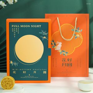 Geschenkomschakeling 5-stcs/kavel Eier Dooier Crisp Moon Cake Packing Box Midden Autumn Festival Hoogwaardige draagbare tas Chinese reünie