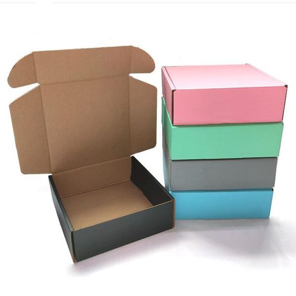 Emballage cadeau 5 pièces/lot boîte d'emballage colorée Extra dure carton Kraft boîtes en papier ondulé cadeau