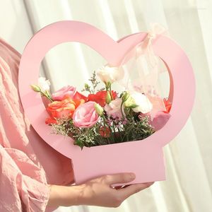 Cadeau cadeau 5pcs amour panier de fleurs en forme de coeur creux boîte de saint-valentin boîtes d'emballage papier doux mariage décoratif