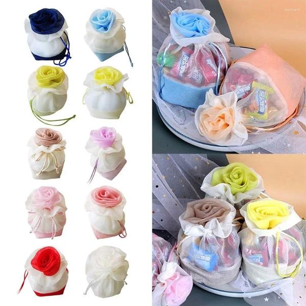 Enveloppe cadeau 5pcs Sac à fleurs en option multicolore Sac à collout rose de style chinois