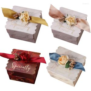 Emballage cadeau 5 pièces papier boîte à bonbons faveurs de fête de mariage emballage fleur bébé douche anniversaire chocolat fournitures