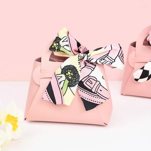 Papel de regalo, 5 uds., bolsos de cuero rosa, forma de bolso, dulces de Chocolate, cumpleaños, boda, embalaje, suministros para Baby Shower