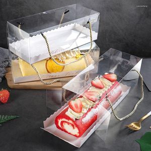 Geschenkverpakking 5 stks Draagbare Grote Plastic Bakverpakking Rechthoekige Heldere Cheesecake Cake Voedsel Displayhouder