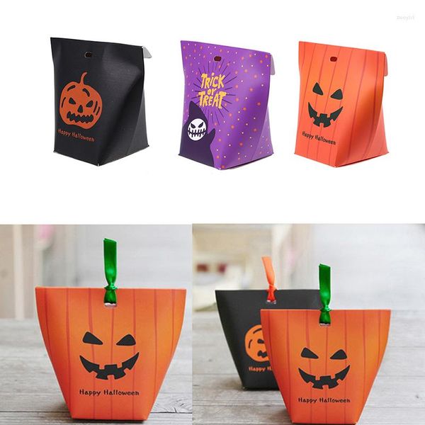 Papel de regalo 5 uds patrón de fantasma de calabaza cajas de embalaje bolsas de recuerdo de fiesta bolsa de dulces de Halloween caja de Festival suministros para eventos