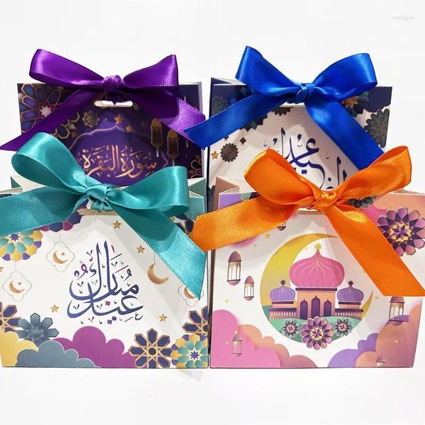 Envoltura de regalo 5pcs box ramadán eid mubarak dulces galletas cajas de chocolate bolsas de envasado decoración 2024 suministros de fiesta musulmana