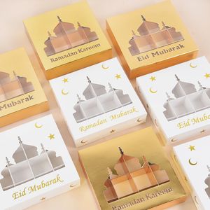 Envoltura de regalo 5 piezas Ramadan Mubarak Candy Cake Box Bag Chocolate Gift Packaging Favors EID Mubarak Decoraciones Islam Muslim Party Supplies 230720