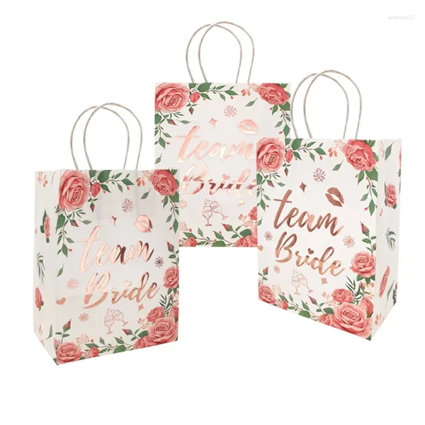 Enveloppe cadeau 5pcs rose en or d'estampage équipe époux de papier portable à main