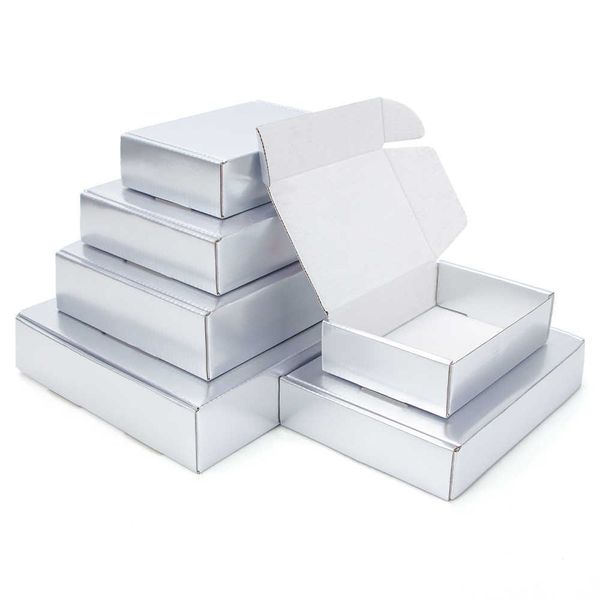 Emballage cadeau 5 pièces/argent couleur gros emballage petite boîte cadeau 3 couches carton ondulé taille personnalisée impression 0207