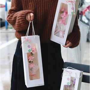 Envoltura de regalo 5pcs Caja de embalaje de festival de bolso de flor de estilo de escaparate transparente de una sola cara