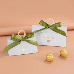 Enveloppe cadeau 5pcs Boîte de papier merci en papier pliant Triangle Shape Candy Chocolate Packaging Boîtes pour la fête d'anniversaire de mariage Favors Supplies