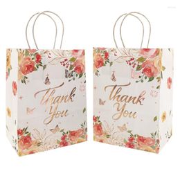 Emballage cadeau 5 pièces merci sacs de bonbons en papier avec fleur fête d'anniversaire emballage de biscuits bébé douche mariage décoration fournitures