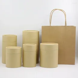 Cadeau cadeau 5pcs papier kraft universel peut boîte d'emballage de thé récipient alimentaire pot de tube scellé