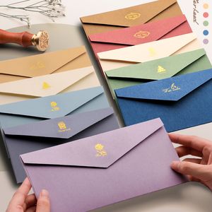 Emballage cadeau 5 pièces Vintage papier enveloppe écriture lettre avec autocollants d'étanchéité pour carte postale carte de voeux mariage Invitation cadeau