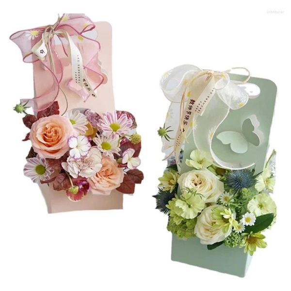 Cadeau cadeau 5pcs sac d'emballage en papier étanche fleuriste porte-fleurs fraîches sacs de bouquet pliables portables pour la fête des mères