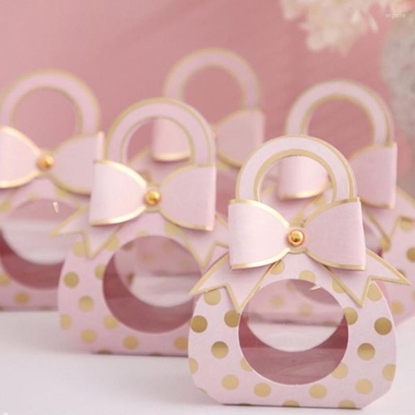 Papel de regalo 5 uds. Cajas de recuerdos de boda caja de embalaje de caramelos con lazo para pezón Baby Shower dama de honor bolsa Bonbonniere suministros