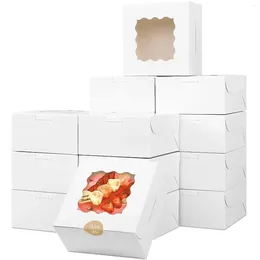 Cadeau cadeau 5pcs boîtes de boulangerie blanches avec fenêtre boîte de papier kraft pour pâtisseries biscuits tarte beignets macaron