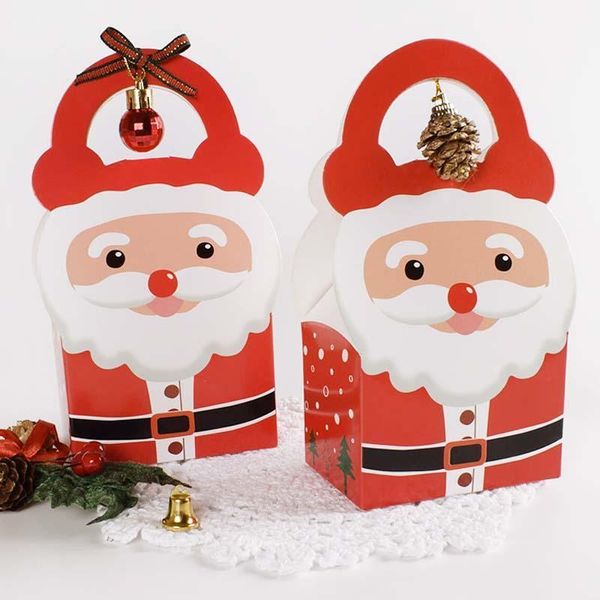 Cadeau cadeau 5pcs ornements de Noël boîte papier père Noël bonhomme de neige sac de bonbons cookie joyeux décoration de Noël pour la maison pack à la main boîtes1