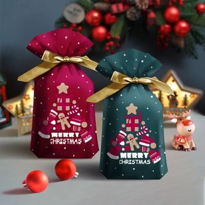 Emballage cadeau 5pcs Année 2024 Emballage de bonbons de Noël Sac cadeau Santa Sac en plastique de Noël Décorations de Noël pour la maison Navidad Cadeau 231109