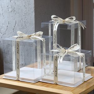 Gift Wrap 5PcsLot Grote Vierkante Transparante Taartdoos Verjaardag Verrassing Bakken Verpakking Pvc Plastic Feestartikelen 230625