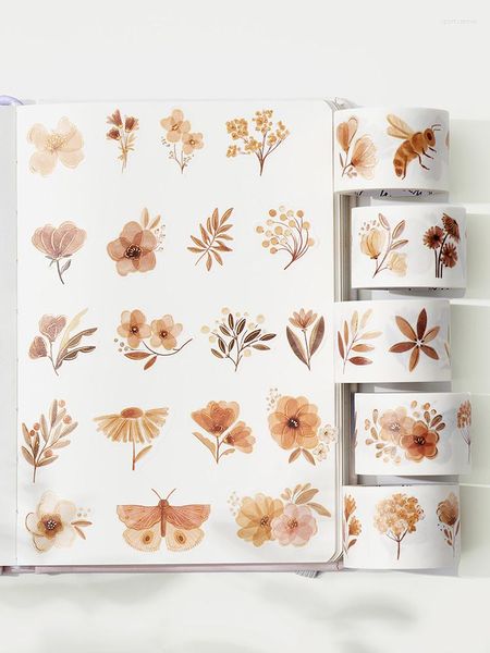 Emballage cadeau 5 rouleaux/ensemble Vintage fleur papillon découpé Washi ruban Journal Collage matériel bricolage Scrapbooking autocollant