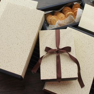 Cadeau cadeau 5size Choisissez 5pcs Gold Dot Beige Boîte de papier ondulé comme DIY Bake Cookie Candy Handmade Anniversaire Cadeaux de fête de mariage Emballage