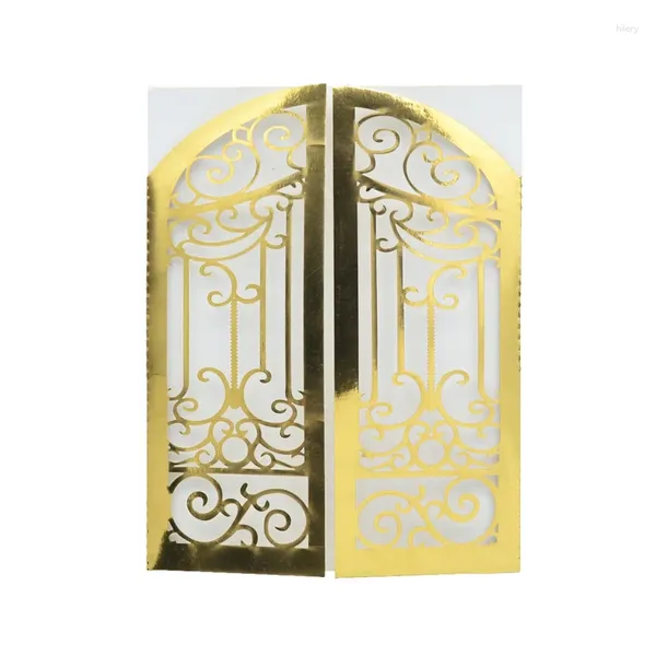 Enveloppe cadeau 5x7inch Luxury Gold Laser Cut Gate Design Design Housemanding Party Mariage Invitation Card