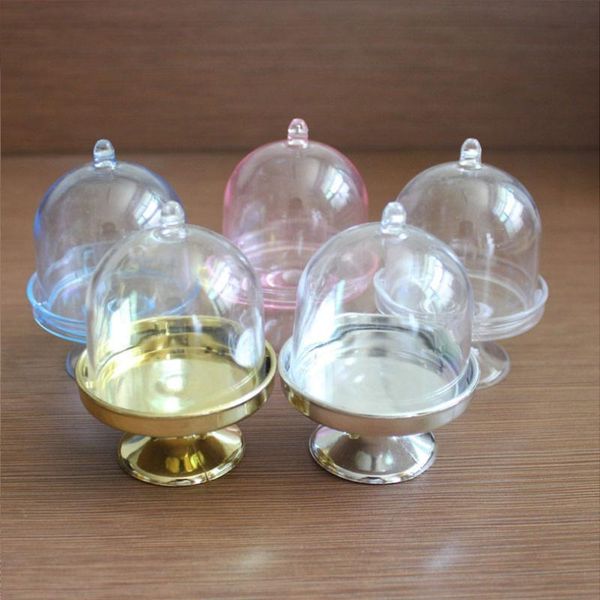 Cadeau cadeau 6/12 / 24pcs PVC Candy Box Boîtes de décoration de mariage Plateau Forme Clear Gold Party Favor Transparent Cake BoxGift