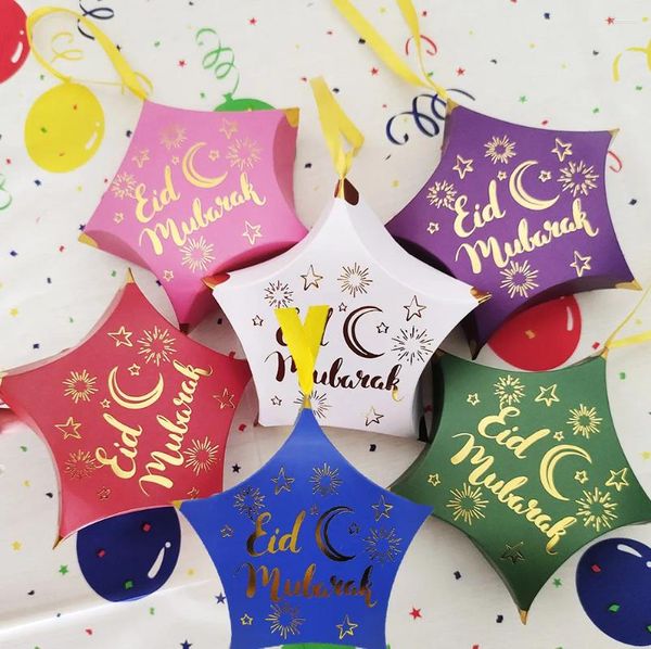 Cadeau cadeau 6/12pcs forme d'étoile Eid Mubarak boîte de bonbons 2024 Ramadan musulman islamique fête fête bricolage décoration fournitures