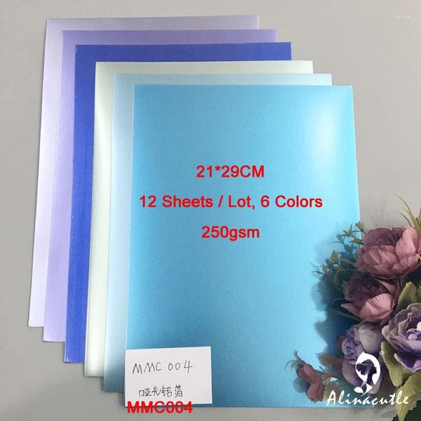 Envoltura de regalo 6 colores x 2 hojas Cartulina Tarjeta de papel Stock Azul Satinado A4 250 g / m2 Paquete de álbum de recortes Craft Pad Alinacraft