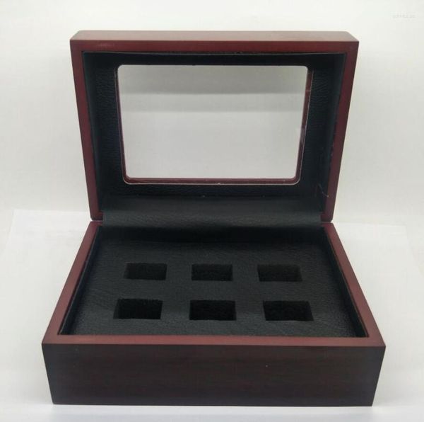 Papel de regalo Caja de madera de 6 agujeros para exhibición de campeones