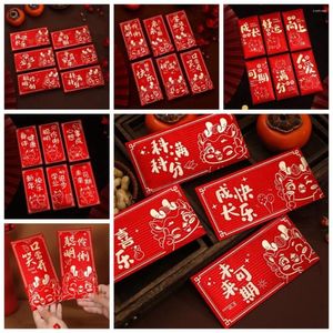 Geschenkwikkeling 6 pc's Chinese stijl Fashion Dragon Patroon Red Pocket Traditional Celebration Party Wenes Gifts Blessing Bag